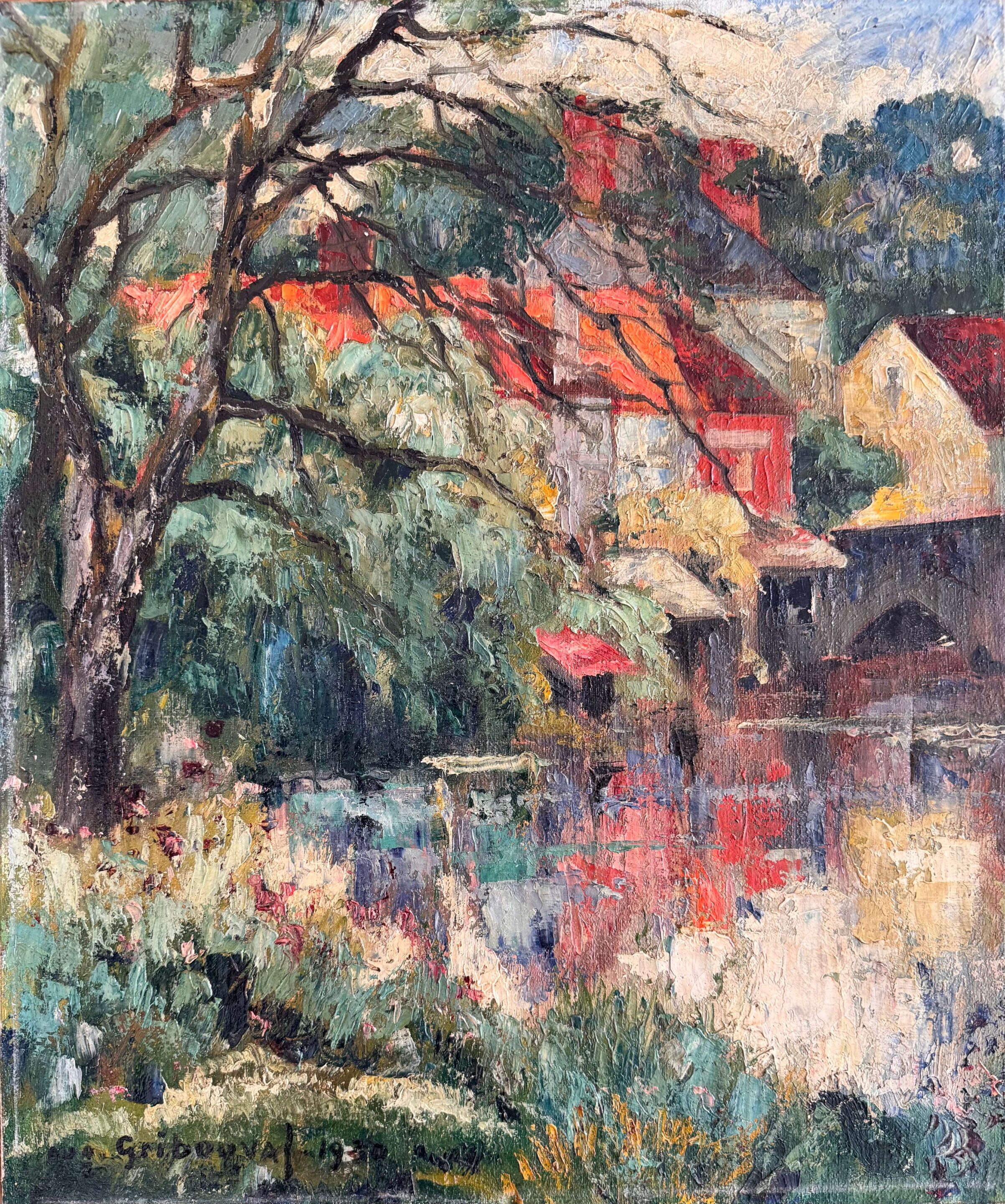 Auguste Gribouval, maisons en bordure de rivière