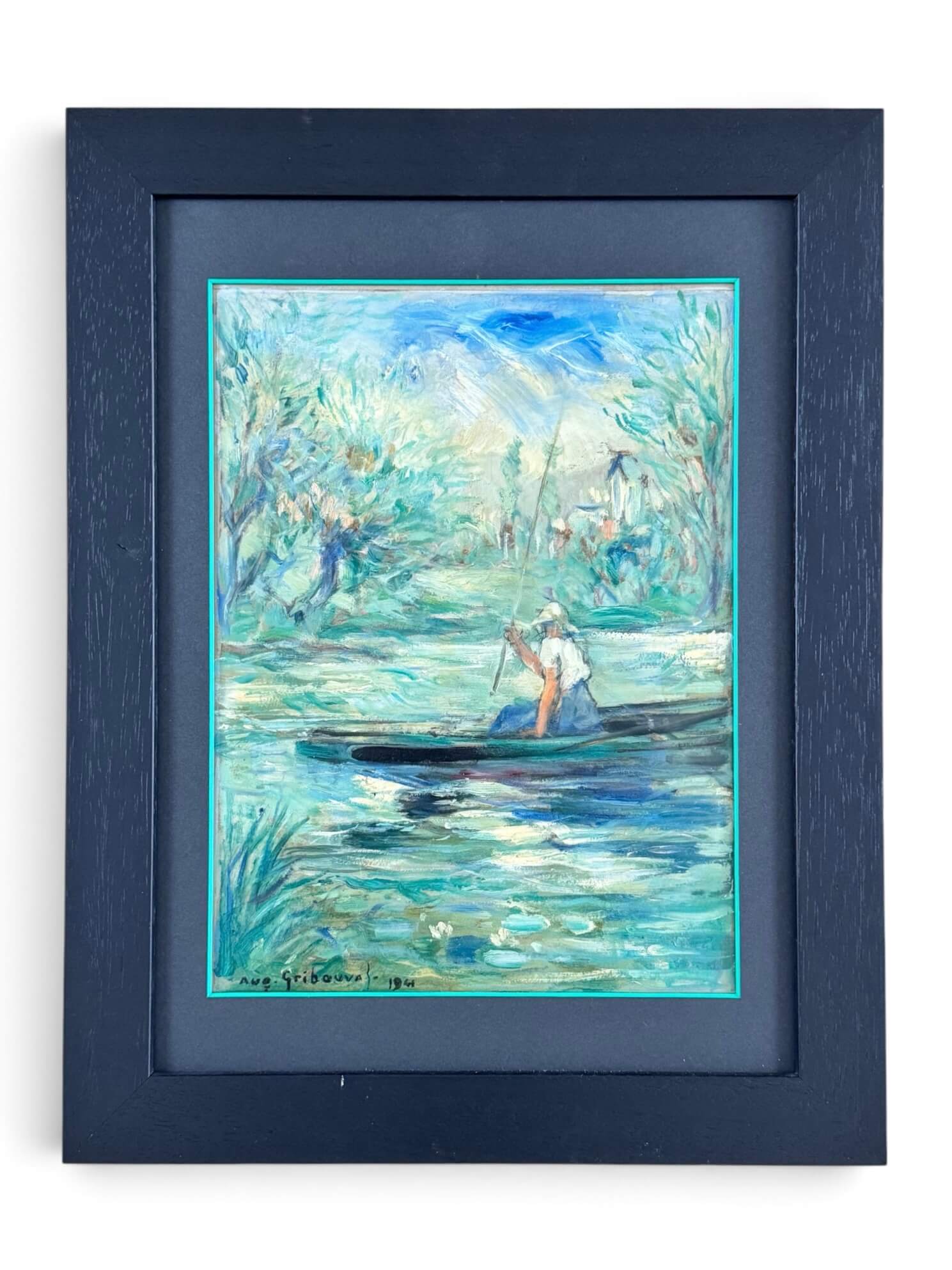 Peinture sur carton signée Auguste Gribouval