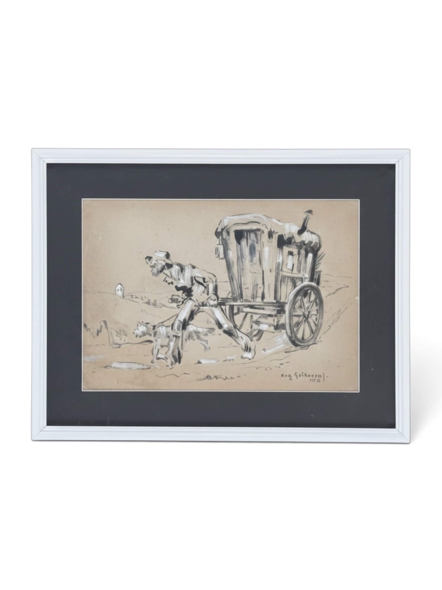 Auguste Jean Gribouval, peinture sur carton