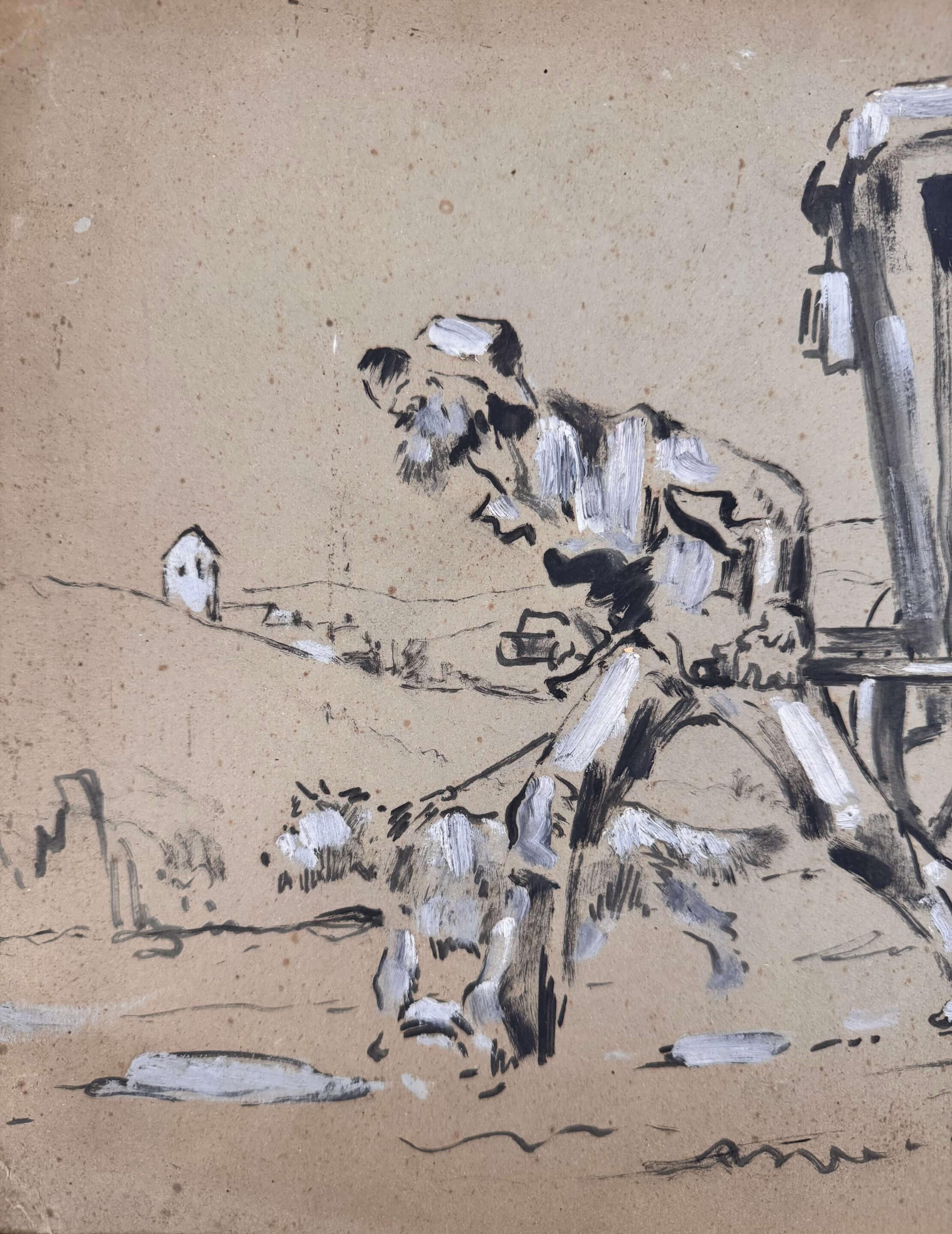 Auguste Jean Gribouval, peinture sur carton