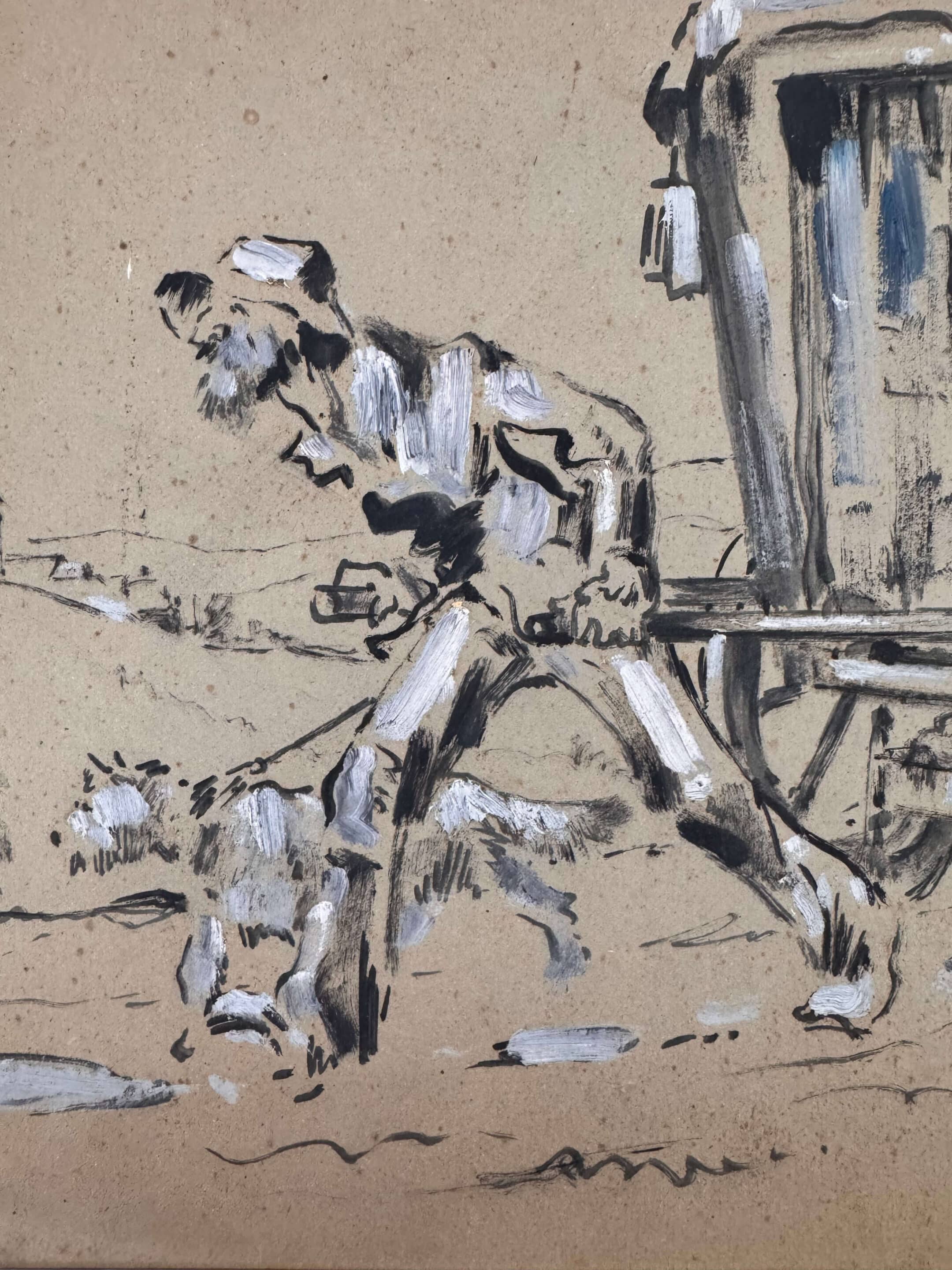 Auguste Jean Gribouval, peinture sur carton
