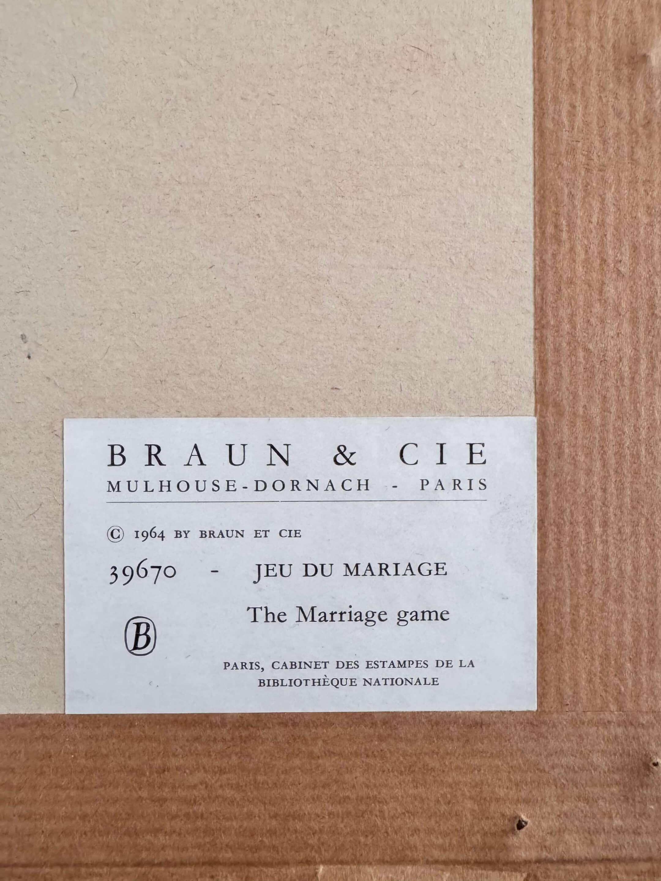 Jeu du mariage, estampe de 1964