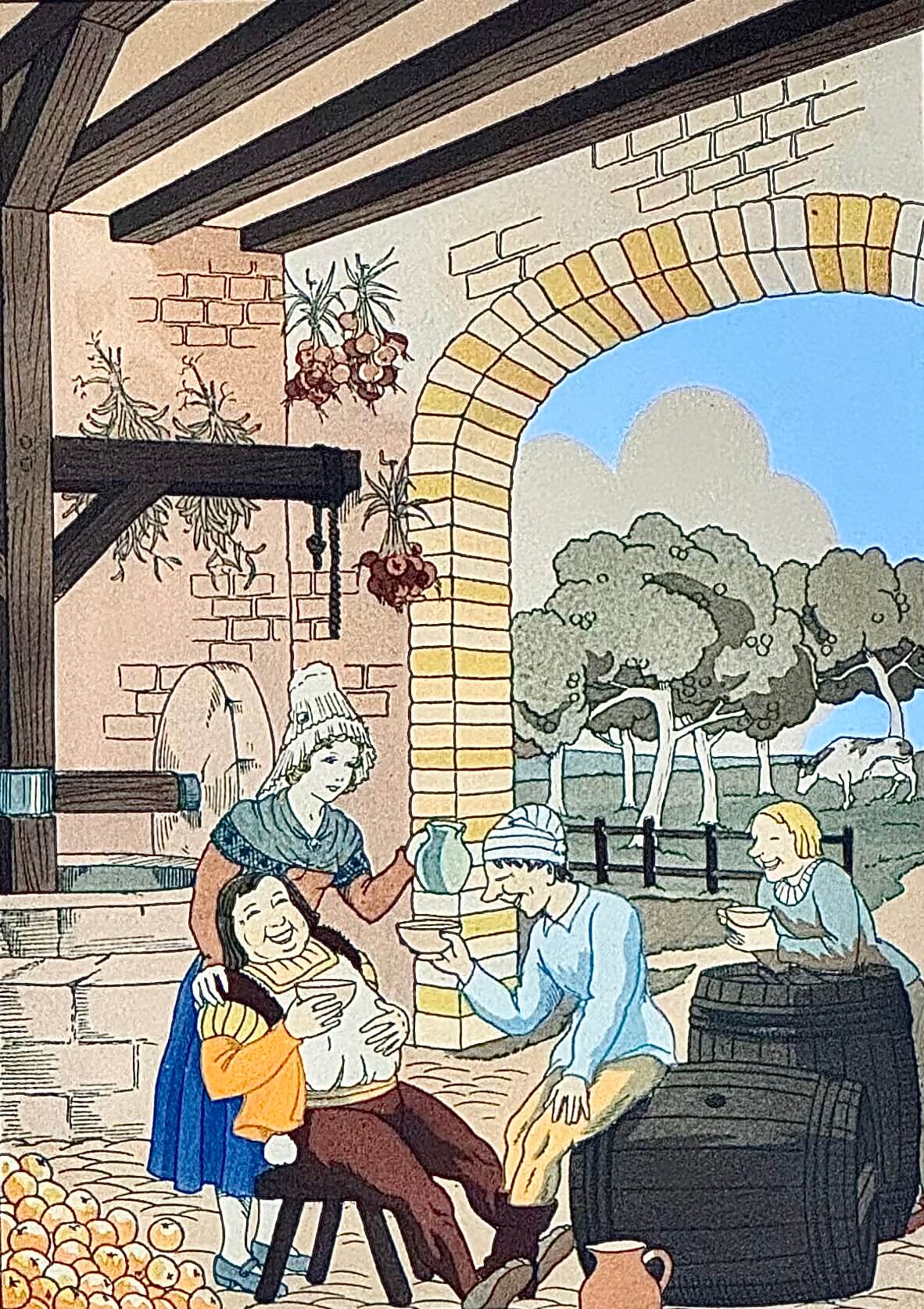 4 lithographies humoristiques sur les vins de France