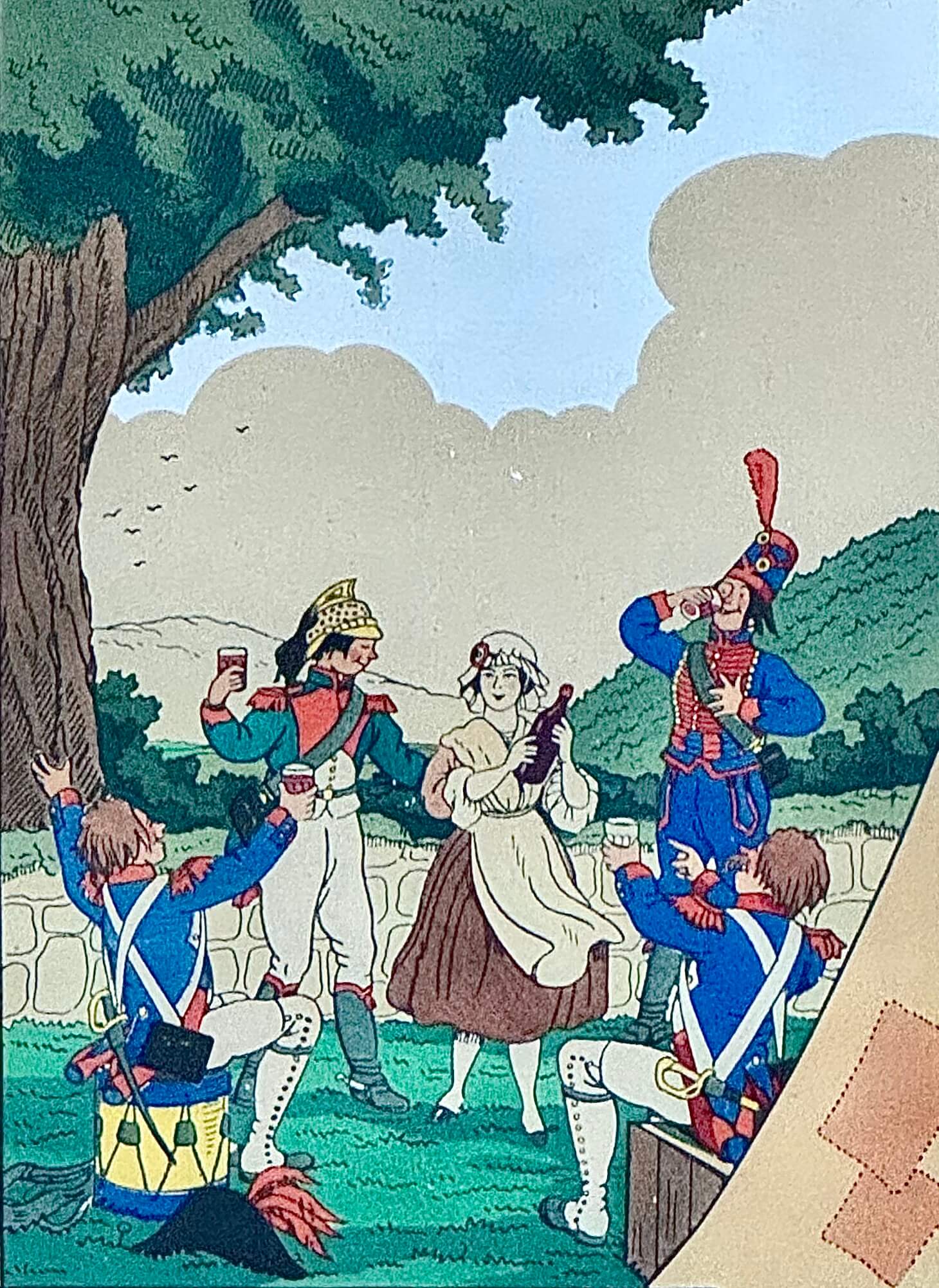 4 lithographies humoristiques sur les vins de France