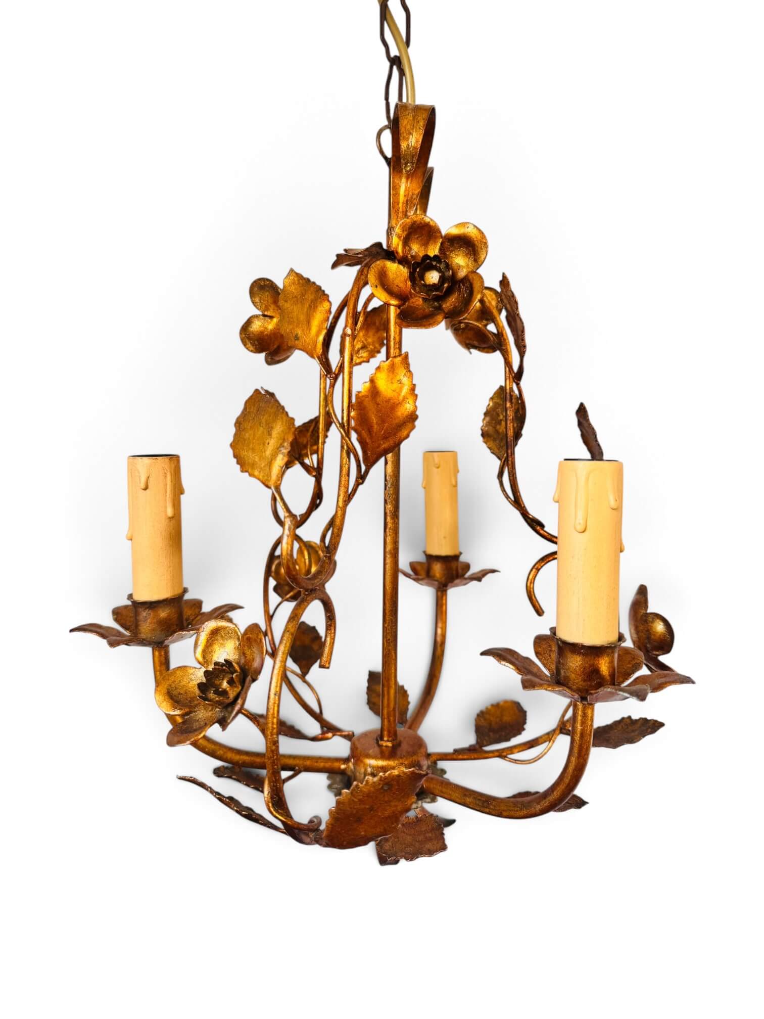 Ancien lustre en métal doré