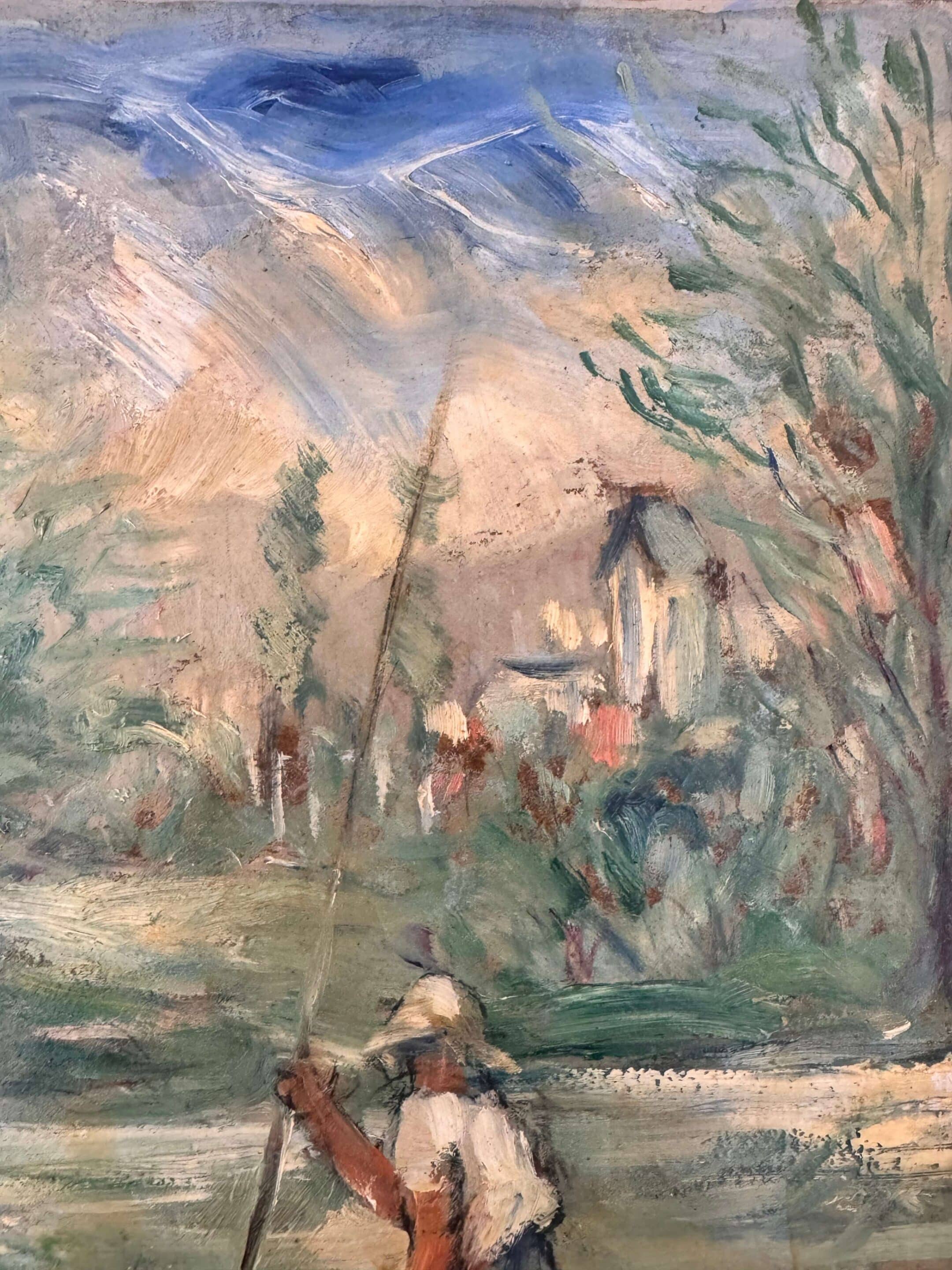 Peinture sur carton signée Auguste Gribouval