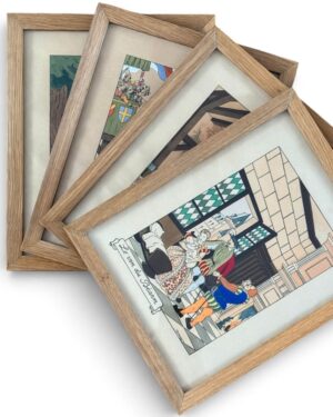 4 lithographies humoristiques sur les vins de France