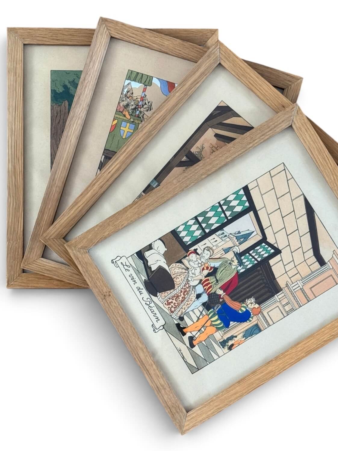4 lithographies humoristiques sur les vins de France