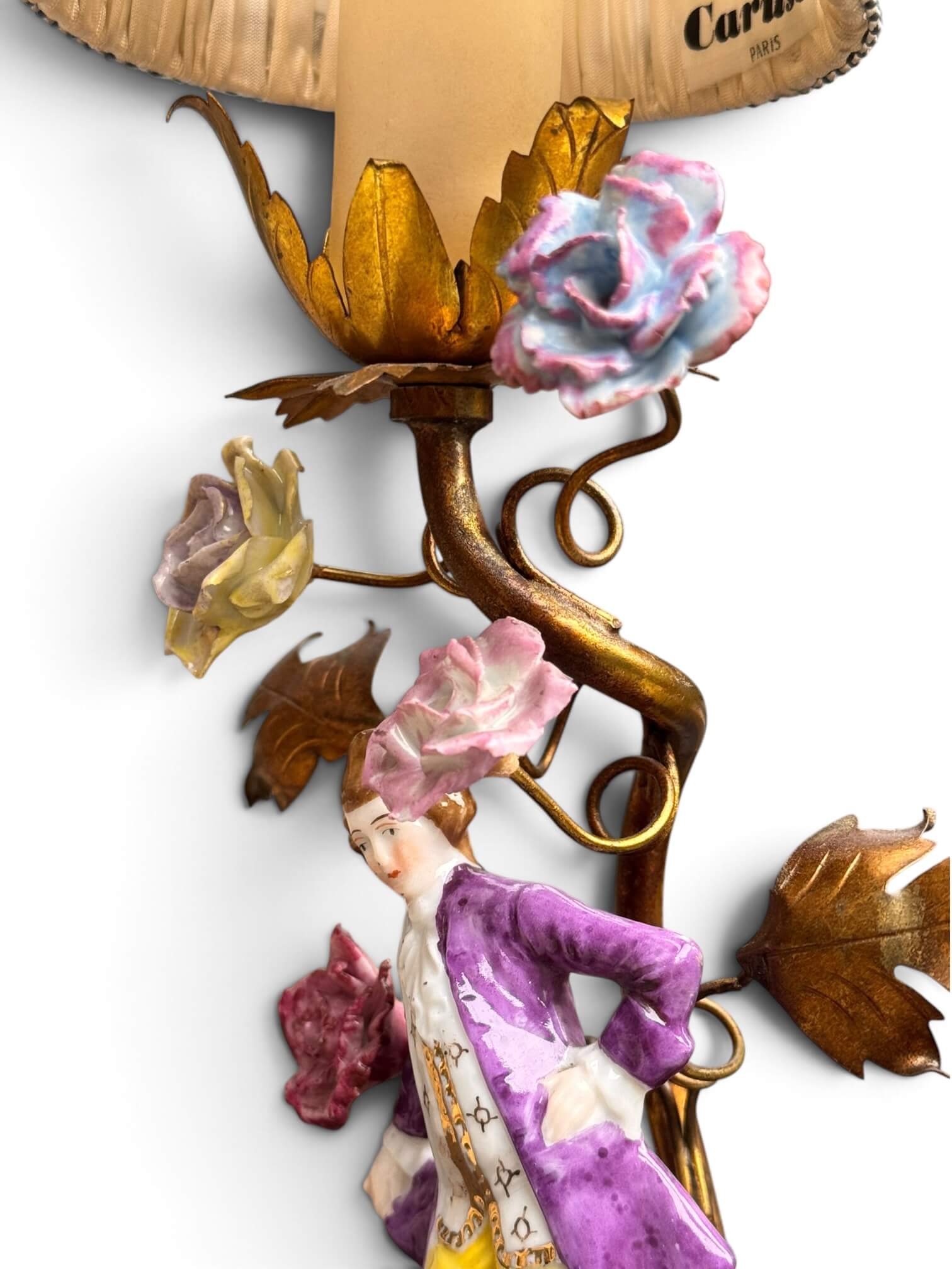 Paire de lampes de chevet en porcelaine et laiton doré