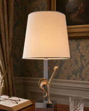 Lampe chromée à décor de bronze doré 70's