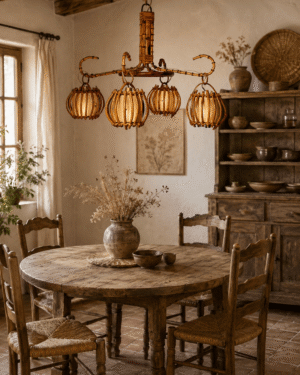 Lustre en rotin Louis Sognot