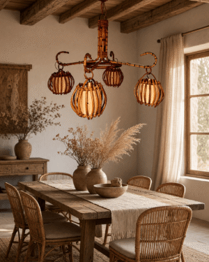 Lustre en rotin Louis Sognot