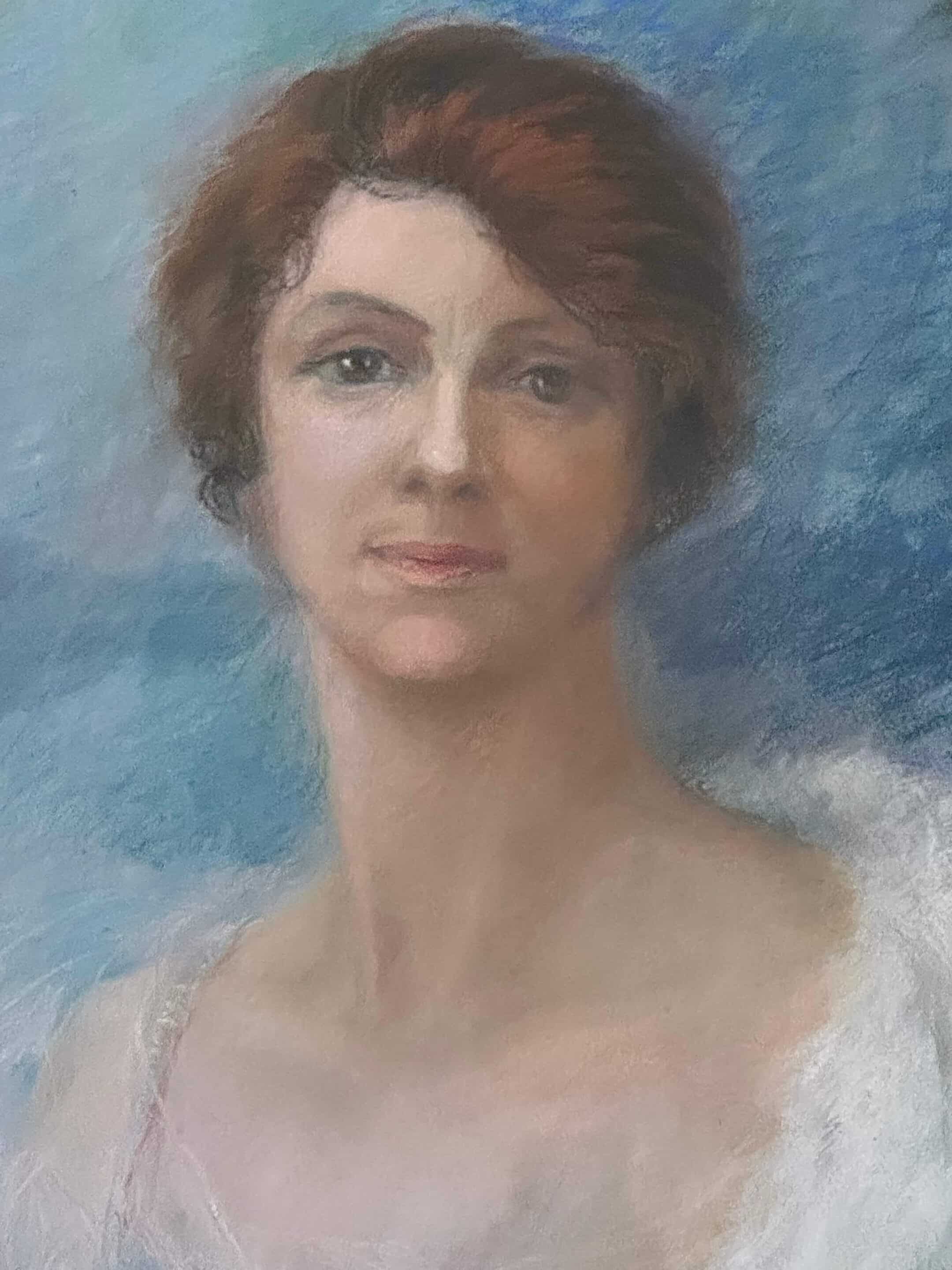 Portrait de femme au pastel début XXème