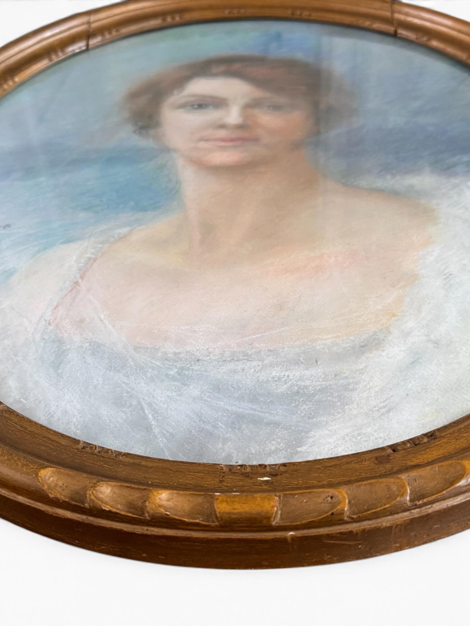 Portrait de femme au pastel début XXème