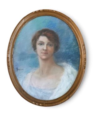 Portrait de femme au pastel début XXème