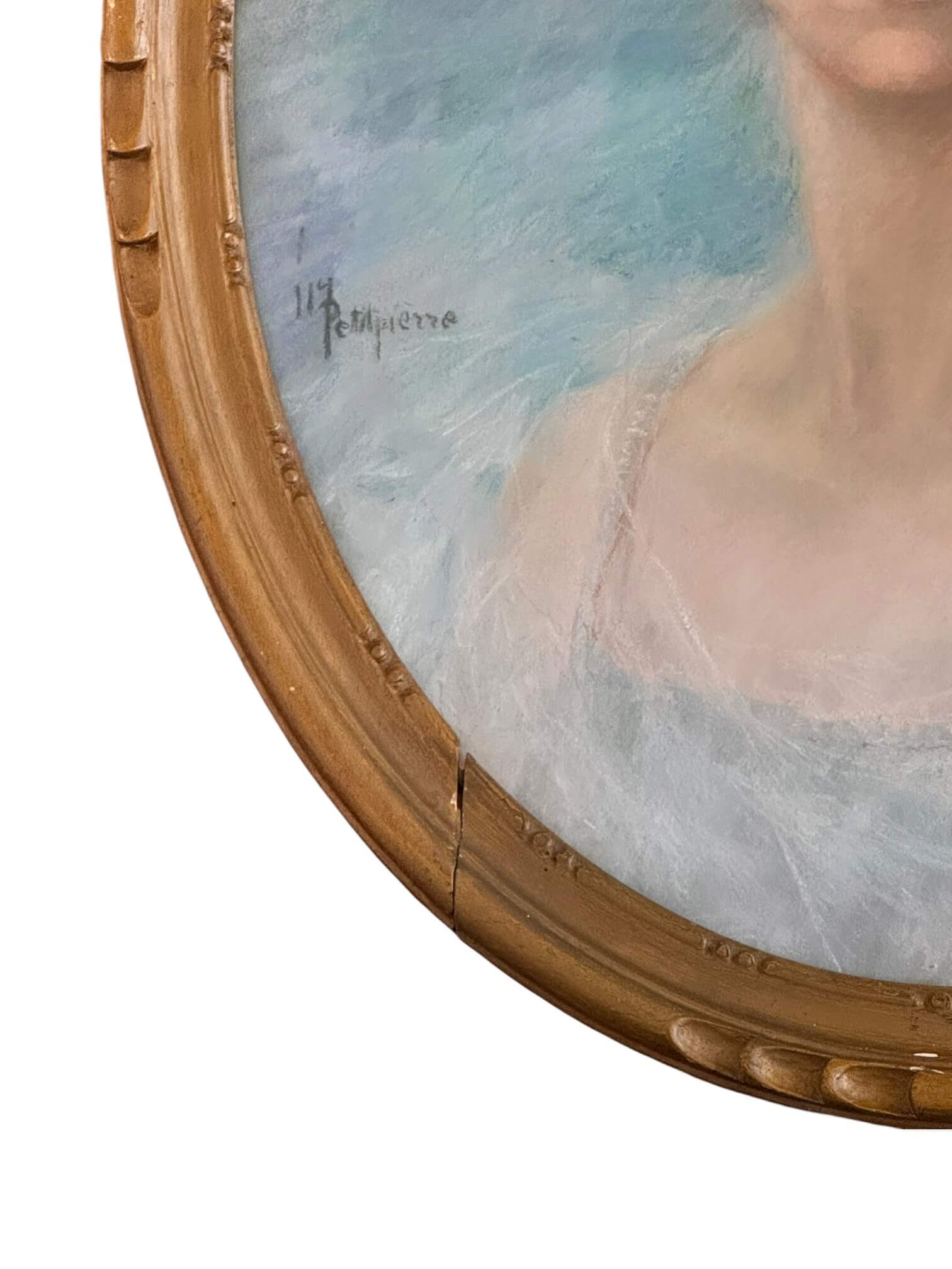 Portrait de femme au pastel début XXème