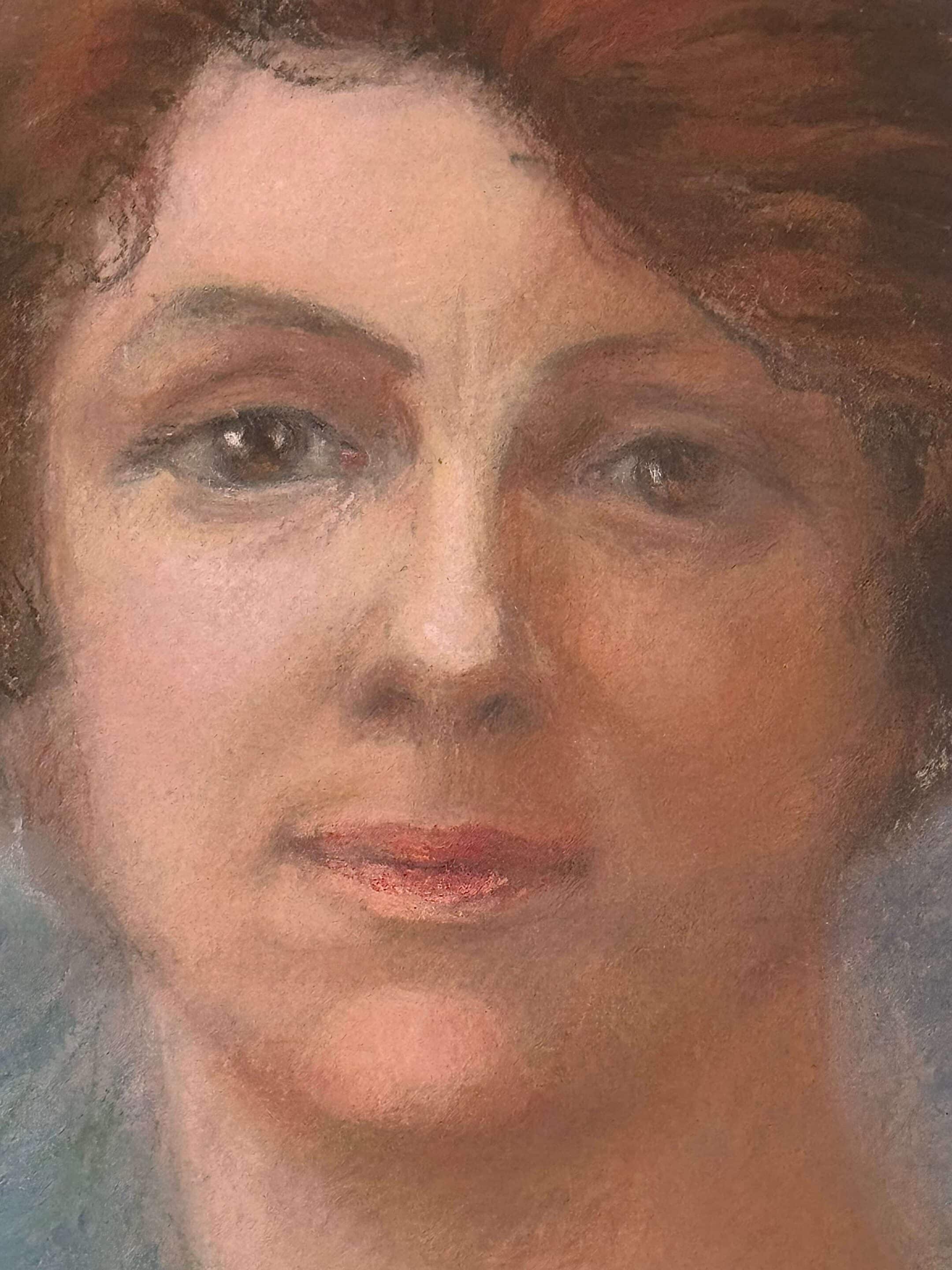 Portrait de femme au pastel début XXème